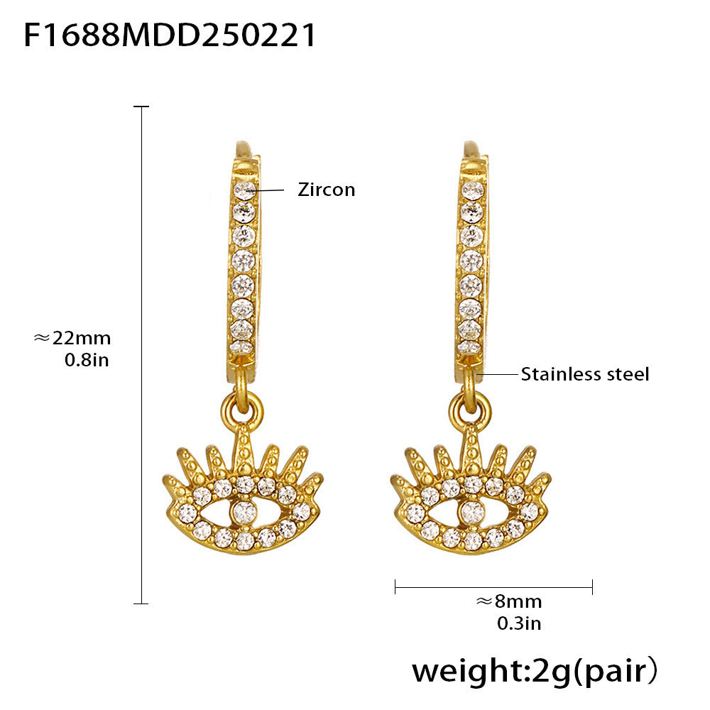 B廠-18K金星星月亮鑲鋯石耳扣耳圈耳環INS時尚潮流個性耳飾批發「F1686-F1694」25.02-3