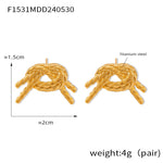 B廠-歐美風輕奢繩結麻花打結耳環耳飾時尚個性潮流百搭鈦鋼耳釘女飾品「F1531」24.06-1