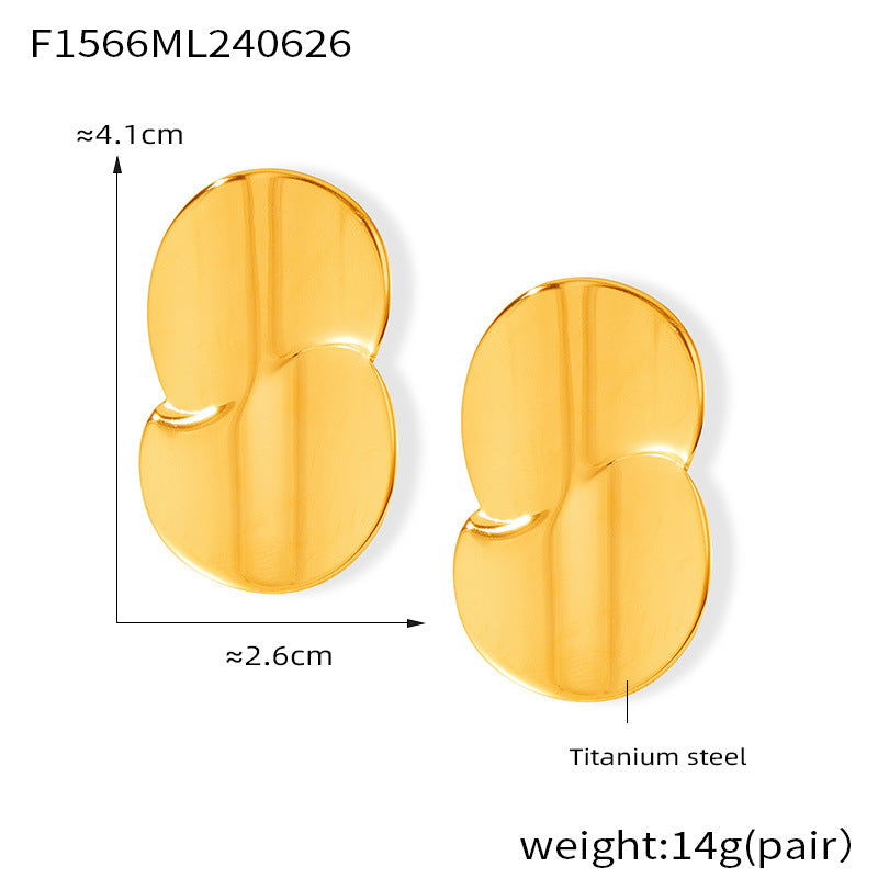 B廠-跨境热销极简水滴型曲面耳钉ins风网红同款18k金钛钢不掉色耳饰「F1566」24.07-1