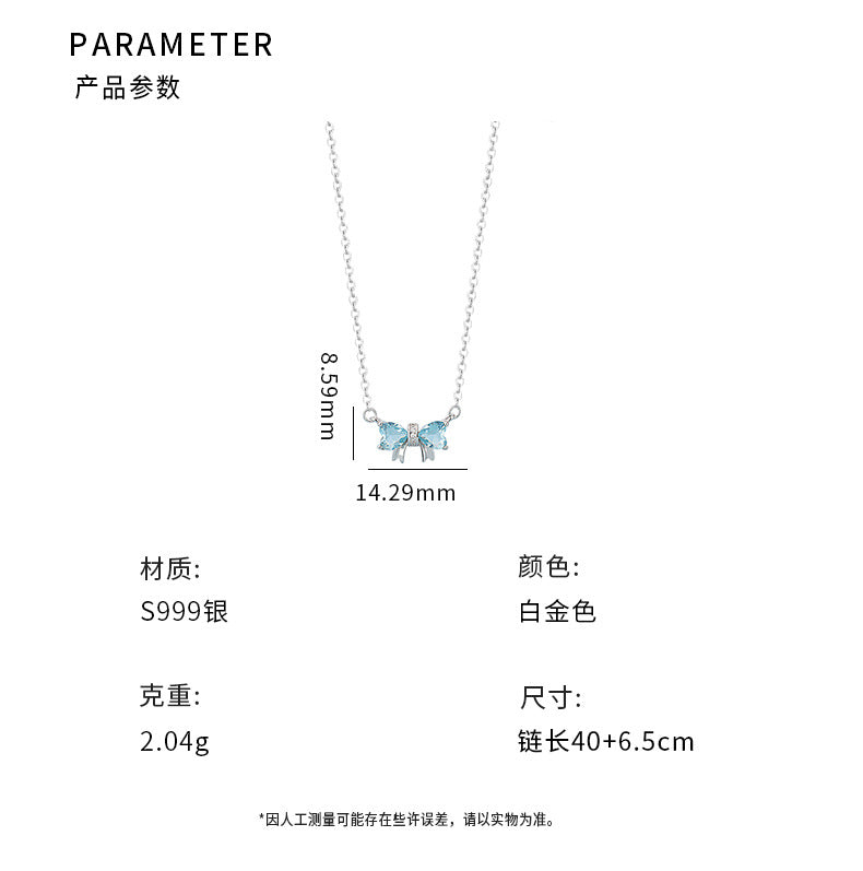 D廠-S999足銀可愛小清新夏季蝴蝶結項鍊女在逃公主爆項鍊「YC3900N」24.06-3