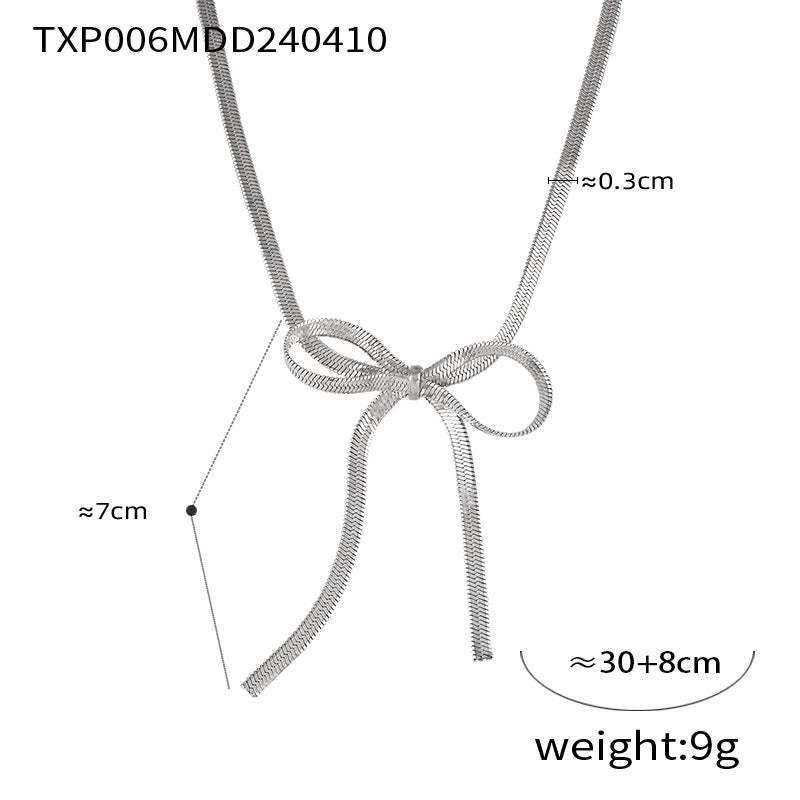 B廠-歐美跨境熱銷BowEarring蝴蝶結飾品小眾金屬ins風設計首飾套裝女項鍊耳環手鍊「E006-F006-P006」24.04-3