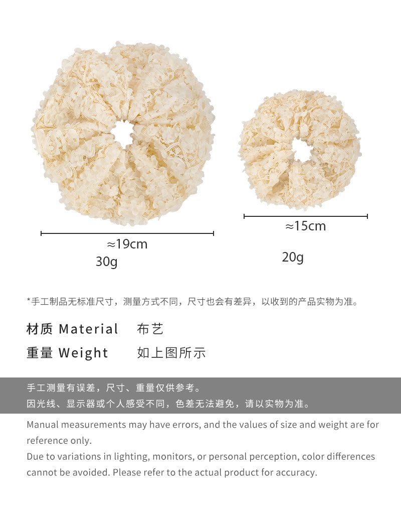 E廠-韓國春夏新款黑白花瓣立體網紗大腸髮圈ins馬尾蕾絲髮圈頭花頭繩「26588」25.03-1