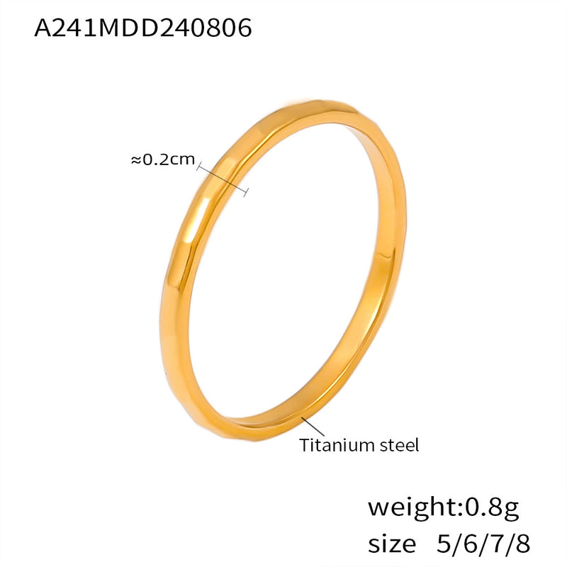 B廠-復古冷淡風素圈光面戒指女ins風潮流網紅氣質鈦鋼18K鍍真金食指戒「A241」24.08-3