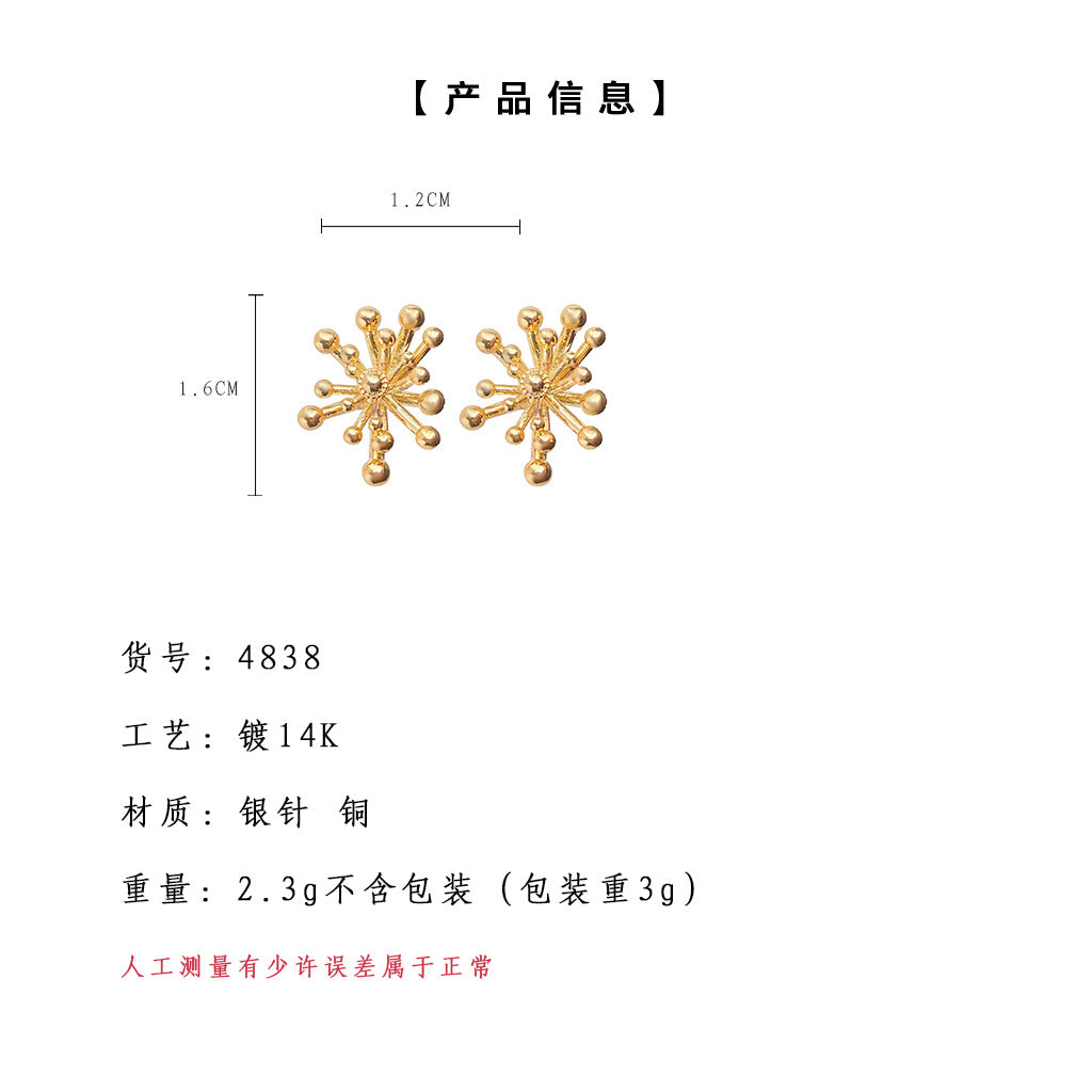 A廠-設計師款鍍14K藝術氣息時尚通勤高級感簡約 幾何立體煙火耳環耳環「4838」24.09-2