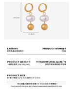 B廠-法式冷淡風優雅小眾氣質耳飾仿珍珠磨砂鋼珠拼接設計鈦鋼鍍金耳環「F308」23.12-5 - 安蘋飾品批發