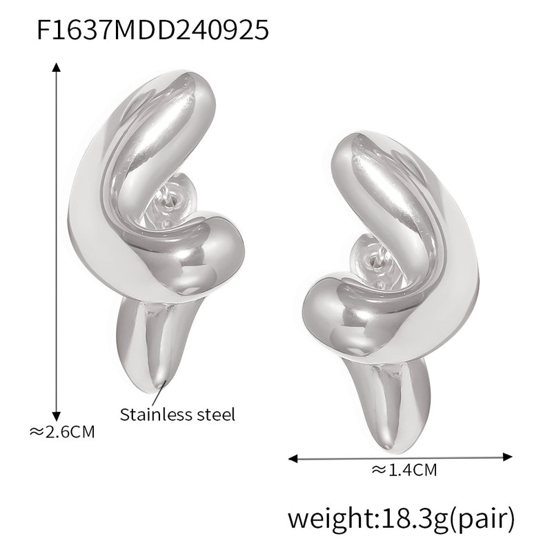 B廠-歐美小眾設計感扭曲螺旋耳釘極簡主義網紅不鏽鋼秋冬熱銷獨特耳飾「F1637」24.10-1