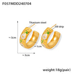 B廠-歐美chic風花卉小雛菊C型耳飾彩繪滴油耳環小眾輕奢鈦鋼鍍金保色「F057」24.07-2