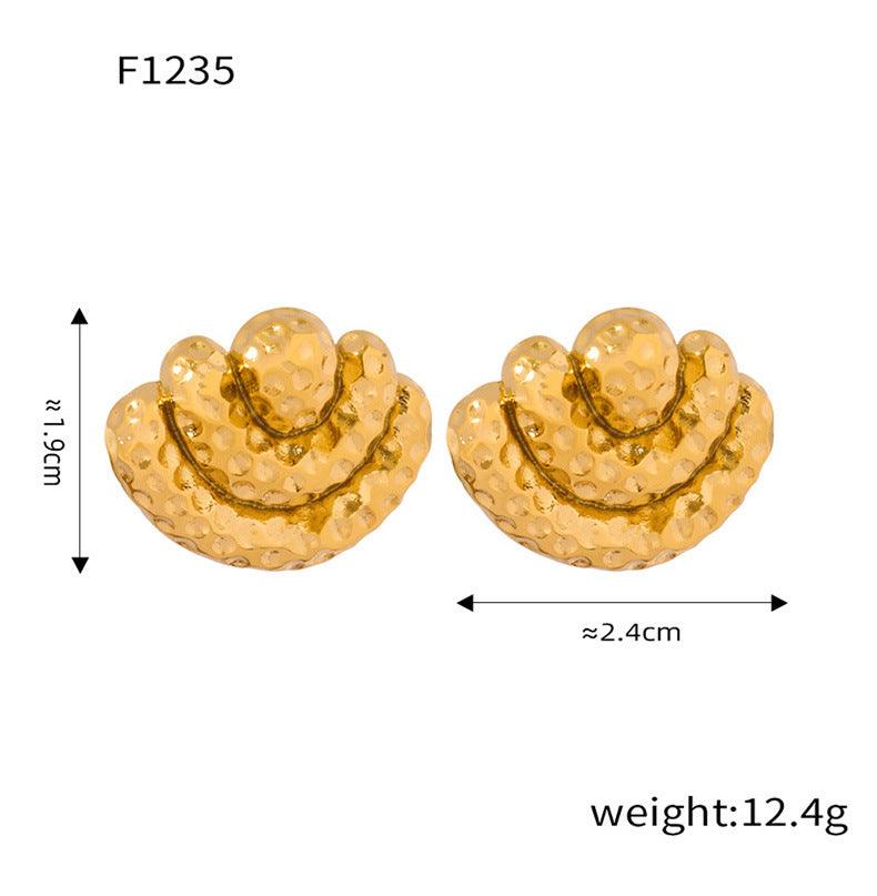 B廠-中古風新款復古時尚個性輕奢風耳飾鈦鋼鍍金金元寶耳環飾品批發女「F1235」24.03-3 - 安蘋飾品批發