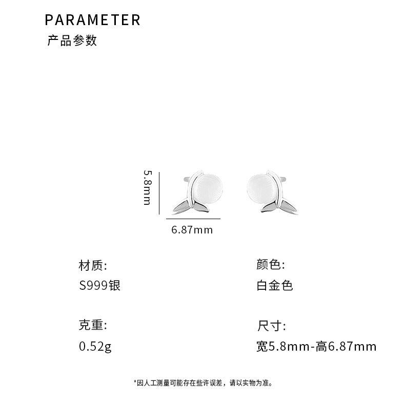 D廠-S999足銀甜美貓眼魚尾耳環女小眾設計感小清新夏季耳飾品「YC9959E」24.04-2