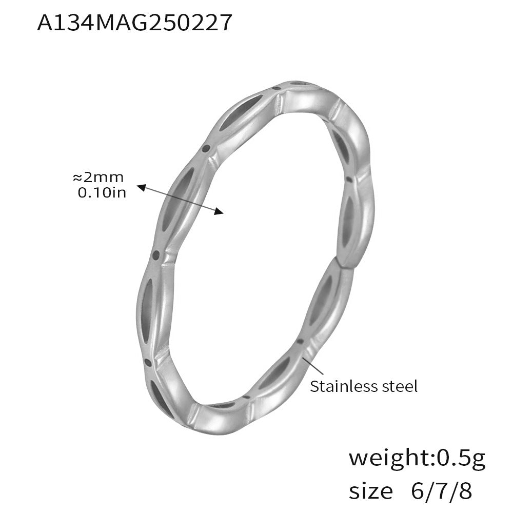 B廠-法式簡約細素圈精緻紋理鏤空可疊戴小眾鈦鋼尾戒戒指批發女「A133-134-135」25.03-1