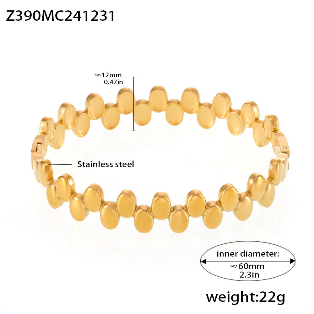 B廠-輕奢極簡環形鑲鑽鋯石手鐲組合鈦鋼18K真金Bracelet歐美風「Z178」25.01-2