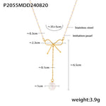 B廠-清新仙女choker蝴蝶結仿珍珠項鍊ins冷淡風氣質簡約不鏽鋼鎖骨鏈「P2055」24.08-4