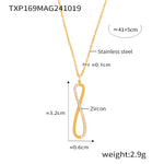 B廠-歐美INS風8字CNC鋯石長條雙層項鍊小眾手鍊不鏽鋼首飾套裝「TXP169-TXE169-P344」24.10-4
