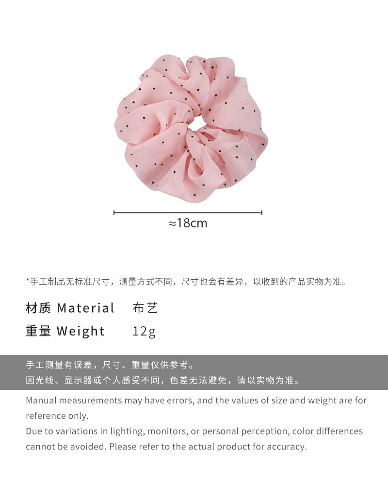 E廠-溫柔奶油色黑色波點髮圈2025年新款氣質高級感丸子頭大腸髮圈頭飾「26549」25.02-3