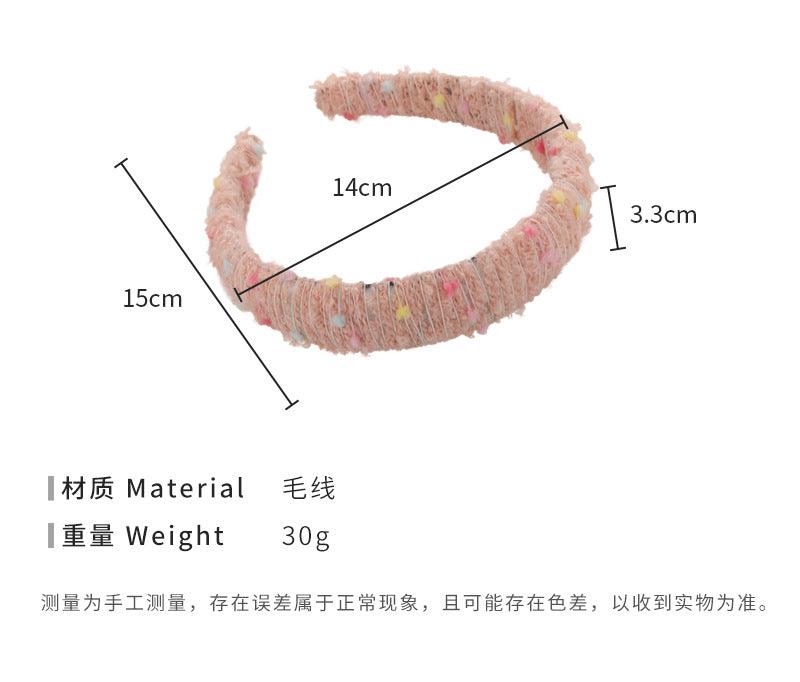 E廠-秋冬寬邊彩色毛線手工繞織髮箍撞色氣質百搭網紅壓髮頭箍髮飾品女「24412」23.11-1 - 安蘋飾品批發