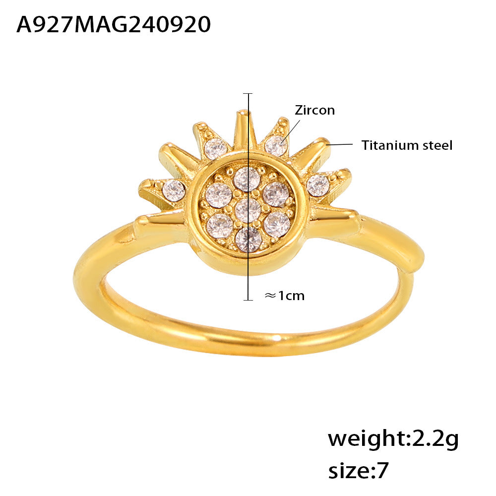 B廠-歐美跨境日月同輝鋯石戒指ins風小眾超細開口調節鈦鋼rings食指戒「A927-A928」24.09-4