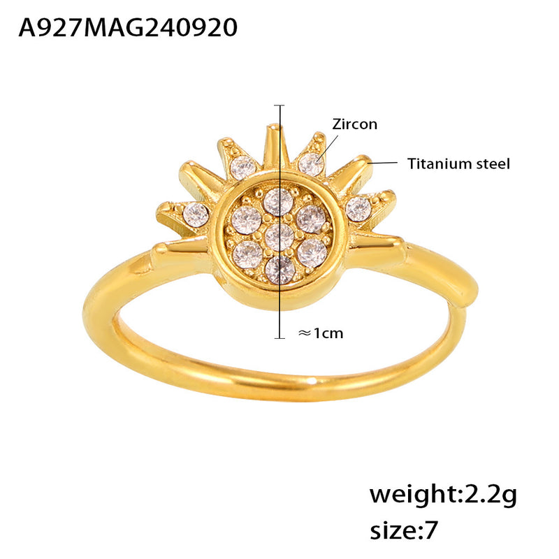 B廠-歐美跨境日月同輝鋯石戒指ins風小眾超細開口調節鈦鋼rings食指戒「A927-A928」24.09-4