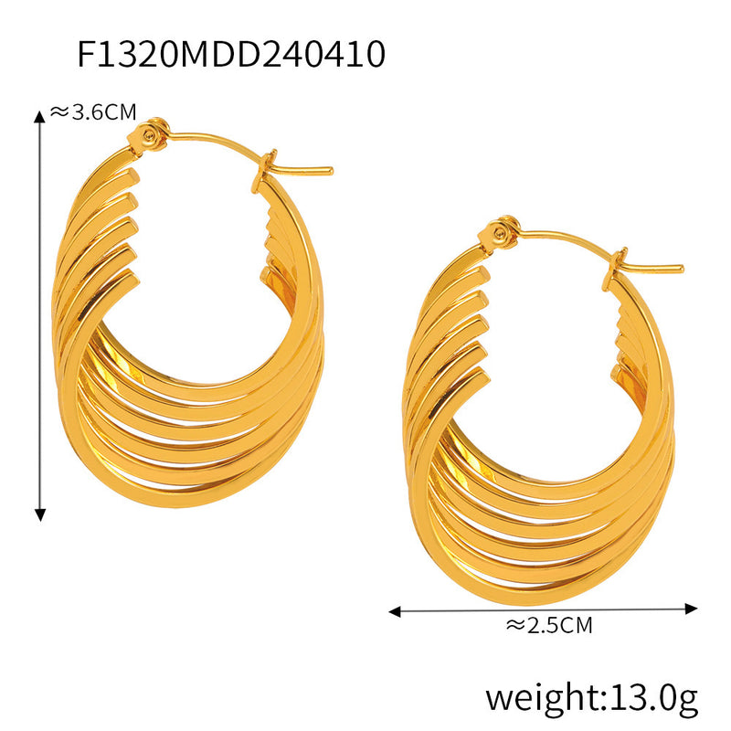 B廠-earrings歐美時尚鈦鋼復古多層鏤空耳環網紅同款氣質幾何耳飾批發「F1319-21-25-26」24.04-3