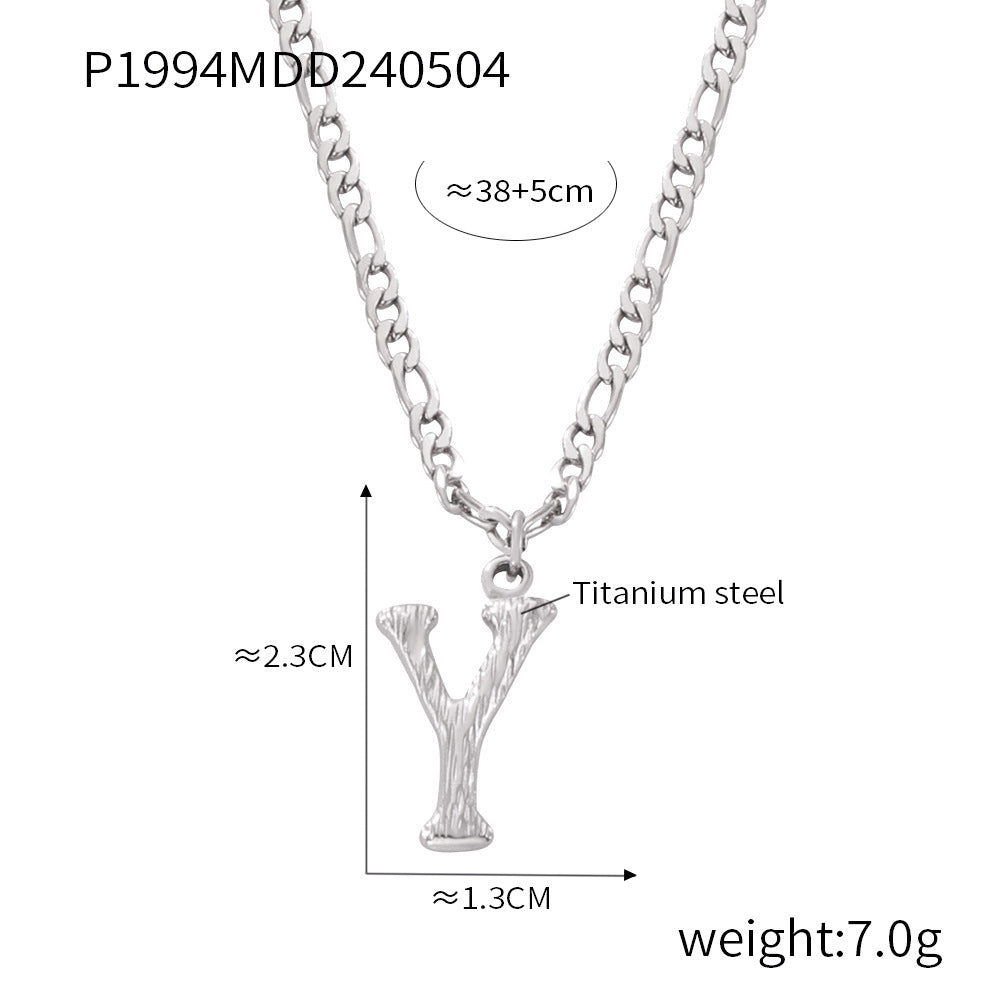 B廠-歐美簡約輕奢鈦鋼26字母項飾小眾百搭不掉色項鍊彩色滴油飾品批發「P1994」24.05-2
