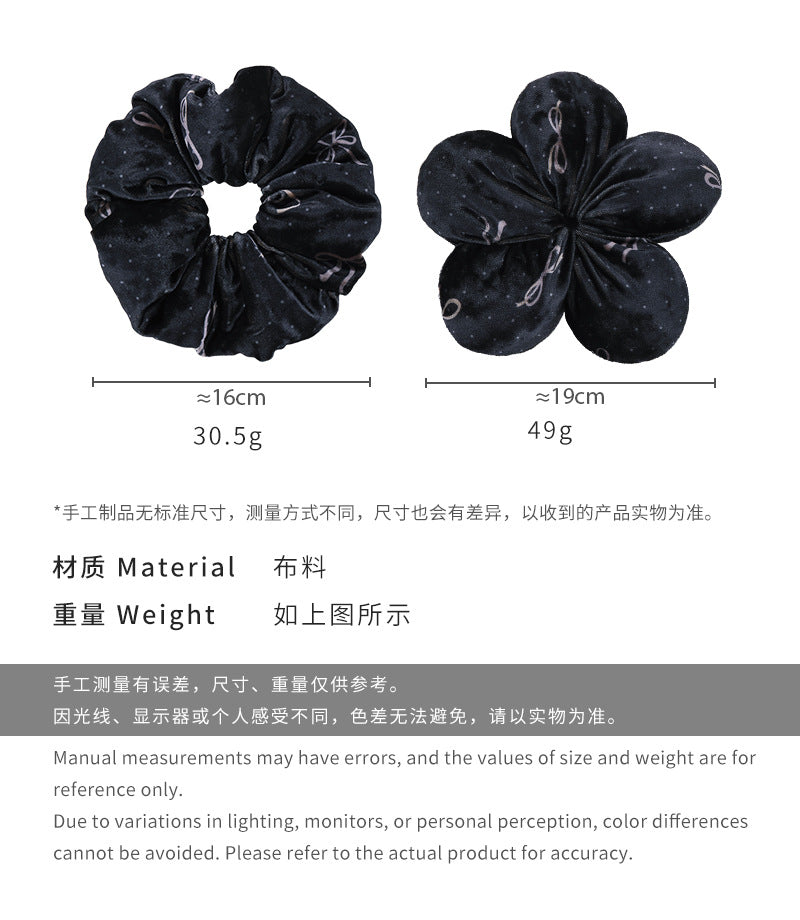 E廠-雲朵泡泡~韓式絲絨充棉蝴蝶結花朵大腸髮圈丸子頭氣質高級感髮圈「26072」24.09-4