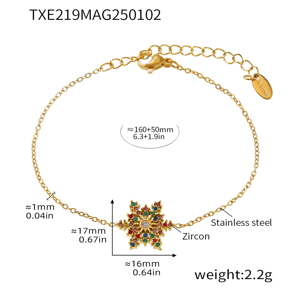 B廠-鋯石雪花超閃手鍊鈦鋼PVD鍍18K真金飾品不褪色女「TXE219」25.01-2