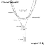 B廠-小眾設計感輕奢ins潮 相思豆吊墜不鏽鋼鍍18k真金方牌雙層項鍊女「P864」24.08-5