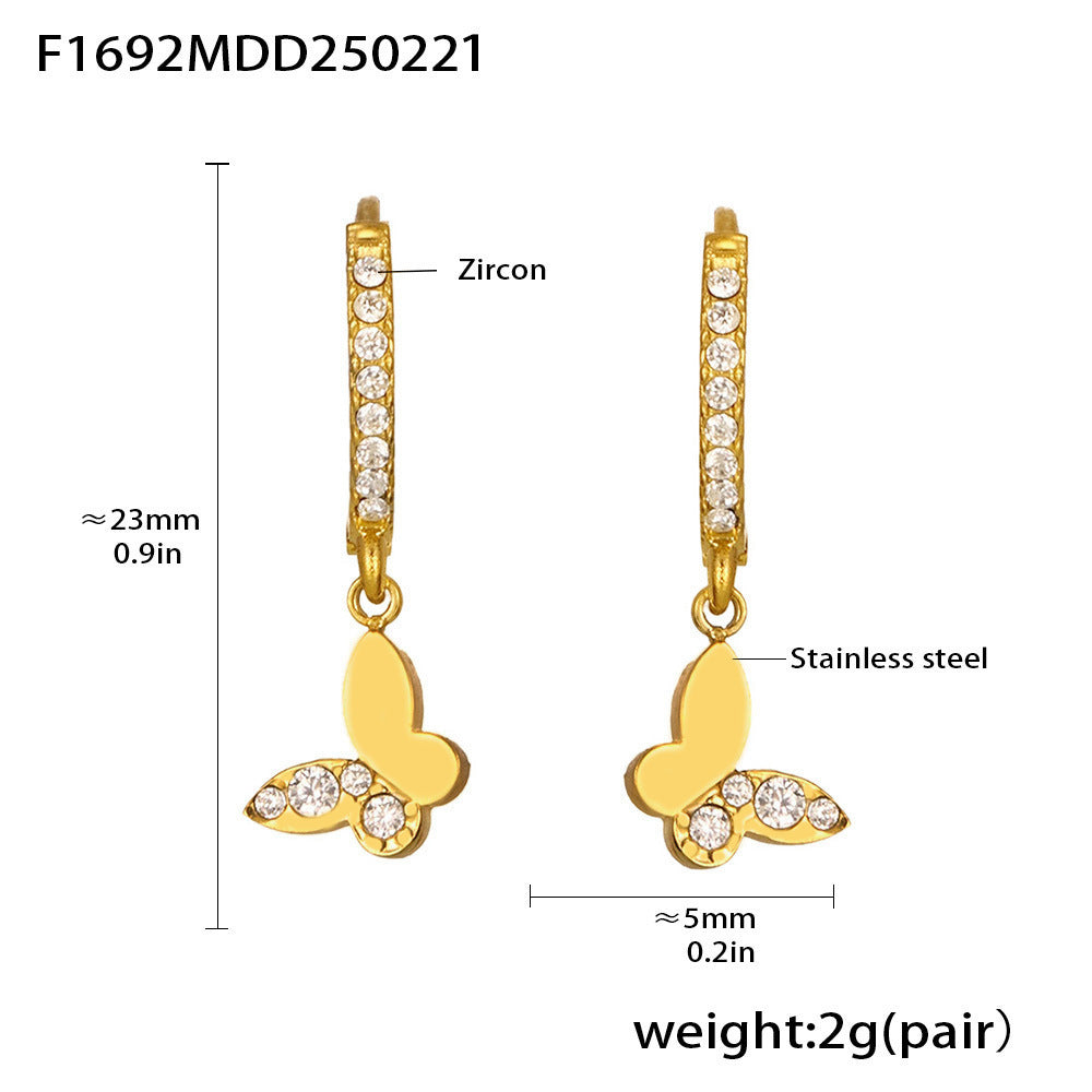 B廠-18K金星星月亮鑲鋯石耳扣耳圈耳環INS時尚潮流個性耳飾批發「F1686-F1694」25.02-3