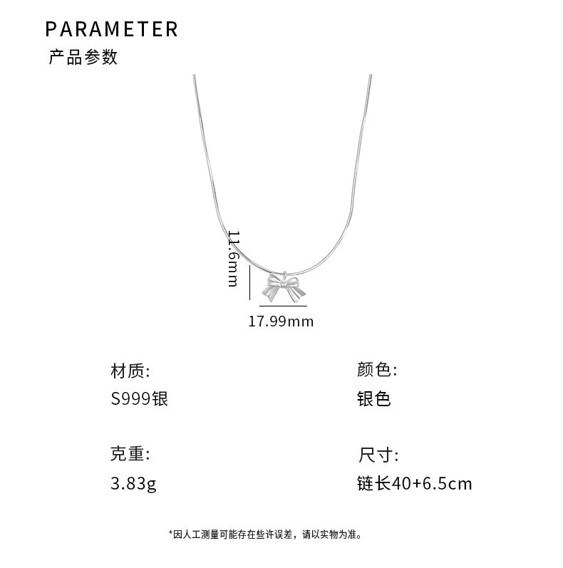 D廠-S999足銀甜美蝴蝶結項鍊女簡約小眾設計溫柔小清新頸鍊批發「YC4020N」24.09-4