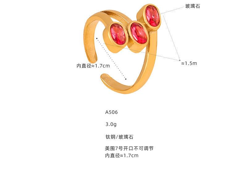 B廠-歐美復古ins風幾何愛心多色鈦鋼戒指手飾品「A503-6-A513」23.07-3 - 安蘋飾品批發