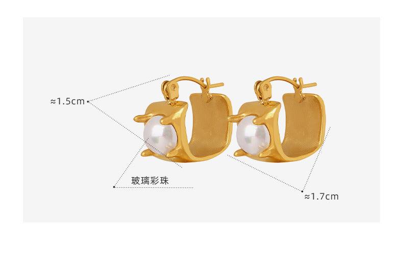 B廠-法式彩色玻璃珠U形耳環精緻小巧方圈耳環新款潮高級感耳飾品「F817」23.05-3 - 安蘋飾品批發