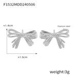 B廠-韓版輕奢風蝴蝶結耳環耳釘小眾線條設計感氣質不鏽鋼鍍真金「F134」24.12-4
