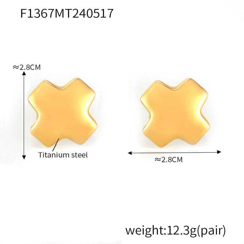 B廠-不鏽鋼電鍍18K真金不規則幾何立體耳釘耳飾組合款現貨批發「F332」24.12-4