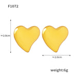 B廠-赫本風鑲鑽桃心耳環耳釘時尚簡約不鏽鋼電鍍18K金愛心耳飾「F030」24.12-4