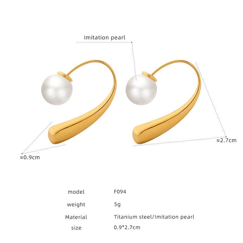 B廠-小眾桃心鑲嵌仿珍珠巴洛克墜子多種形狀耳飾耳環不掉色鈦鋼飾品「F094」23.07-1 - 安蘋飾品批發