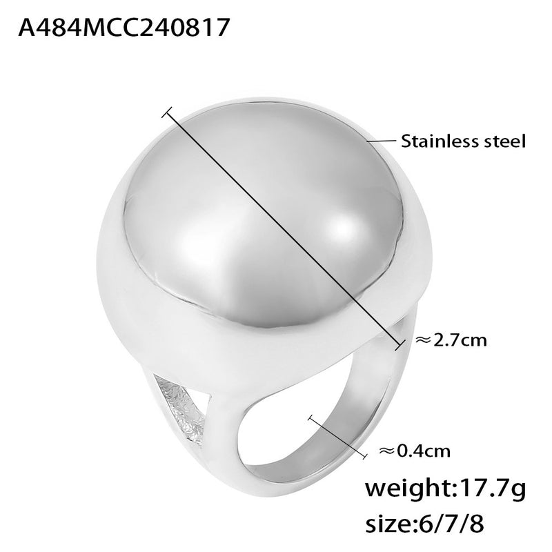 B廠-法式復古胖乎乎球形戒指個性誇張設計不鏽鋼鍍18k真金手飾品批發「A484」24.08-4
