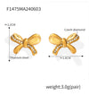 B廠-韓版簡約單邊鑲鑽蝴蝶結耳釘chic風鈦鋼鍍金耳環個性百搭保色耳飾「F1475」24.06-1