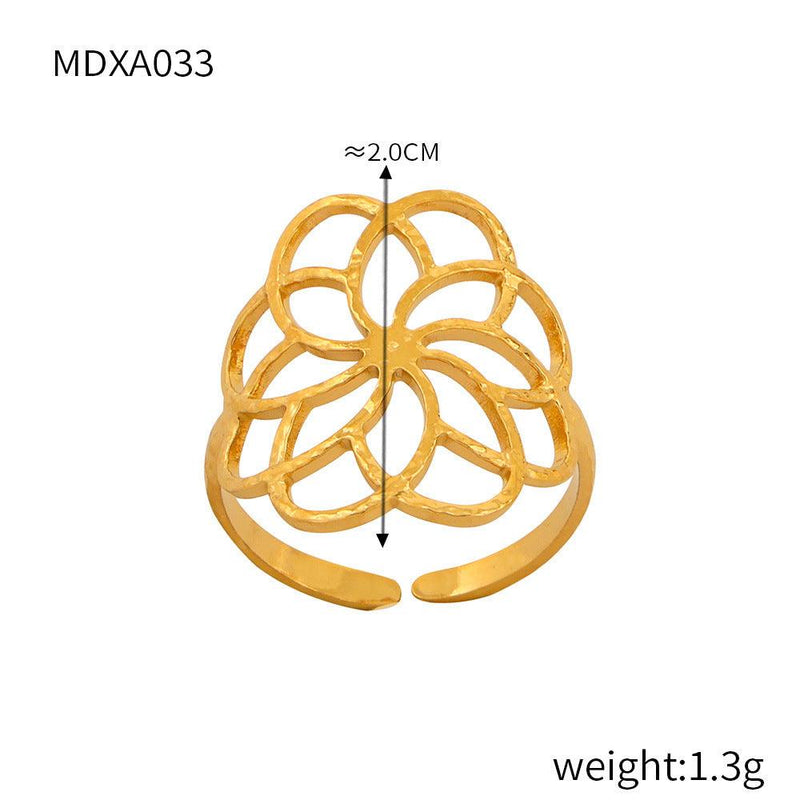 B廠-時尚通勤簡約幾何飾品鏤空多層紋理拼接設計感食指戒鈦鋼開口戒指「A030-39」24.03-5 - 安蘋飾品批發