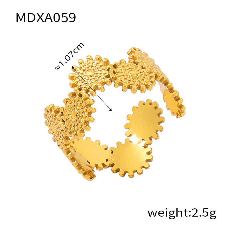 B廠-ins風簡約個性設計感飾品幾何紋理拼接戒指鈦鋼多層疊戴風食指戒「A059-67」24.03-5 - 安蘋飾品批發