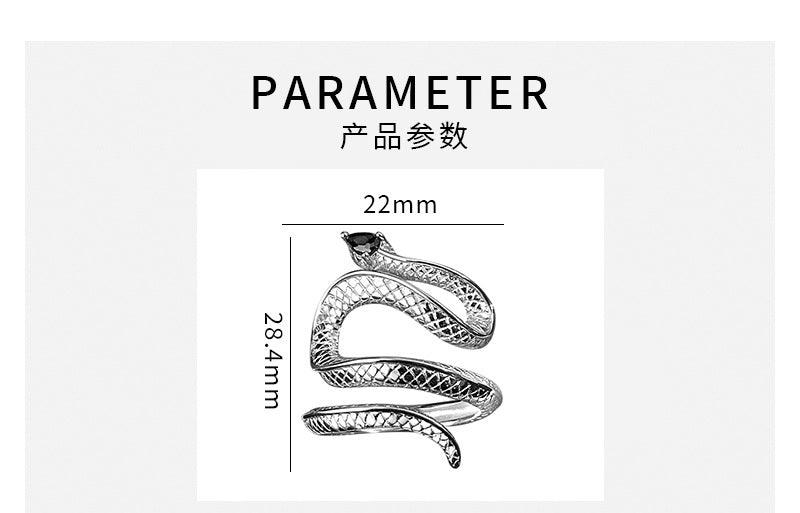 D廠-S925純銀靈蛇戒指 冷淡風 蛇形輕奢開口可調節指環男女款個性「YC5039R」23.08-4 - 安蘋飾品批發