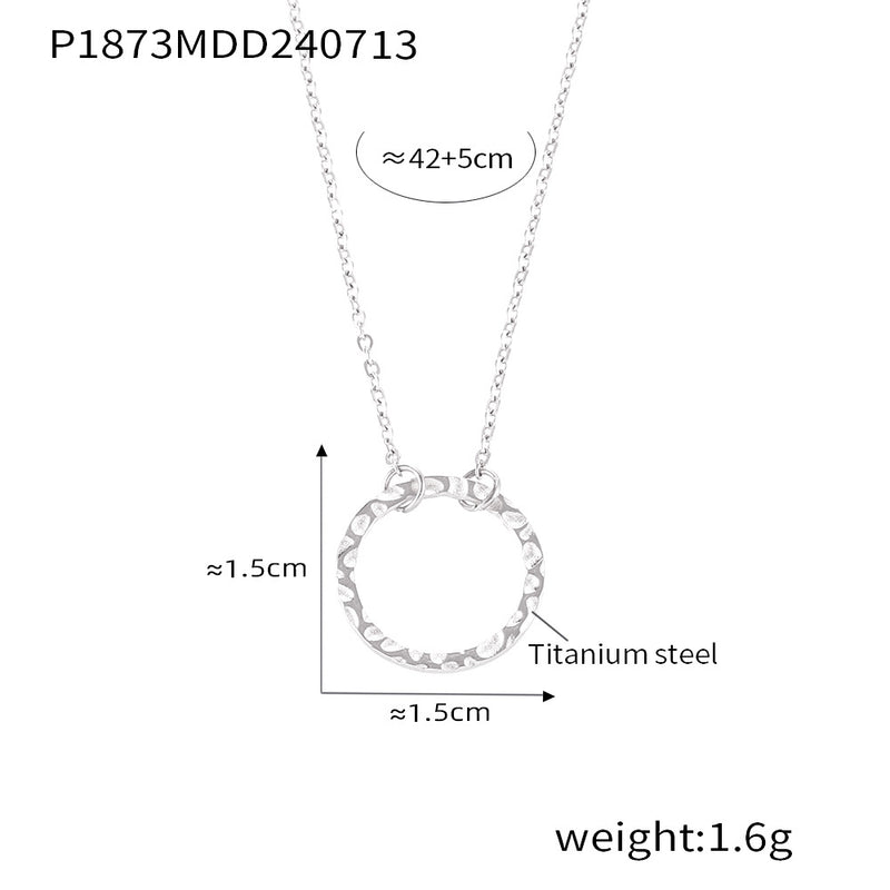 B廠-韓版簡約幾何元素圓環吊墜Y形流蘇頸鏈可疊戴冷淡風鈦鋼鍍金頸飾「P1873-P1874」24.07-3