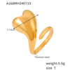 B廠-跨境歐美風光面愛心纏繞開口戒指小眾不規則設計鈦鋼鍍18k金飾品「A168」24.07-4