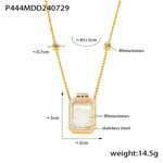 B廠-跨境新款方框鑲水鑽吊墜不鏽鋼鎖骨鏈甜美百搭設計輕奢感項鍊批發「P444」24.08-2