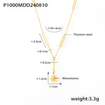 B廠-新款簡約米字鑲鑽吊墜ins八芒星項鍊女小眾輕奢設計感鈦鋼鎖骨鏈「P1000」24.08-3