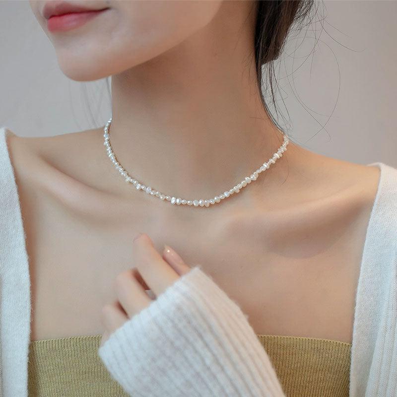 D廠-925純銀巴洛克異形珍珠項鍊不規則女士鎖骨鏈小珍珠時尚頸鍊 