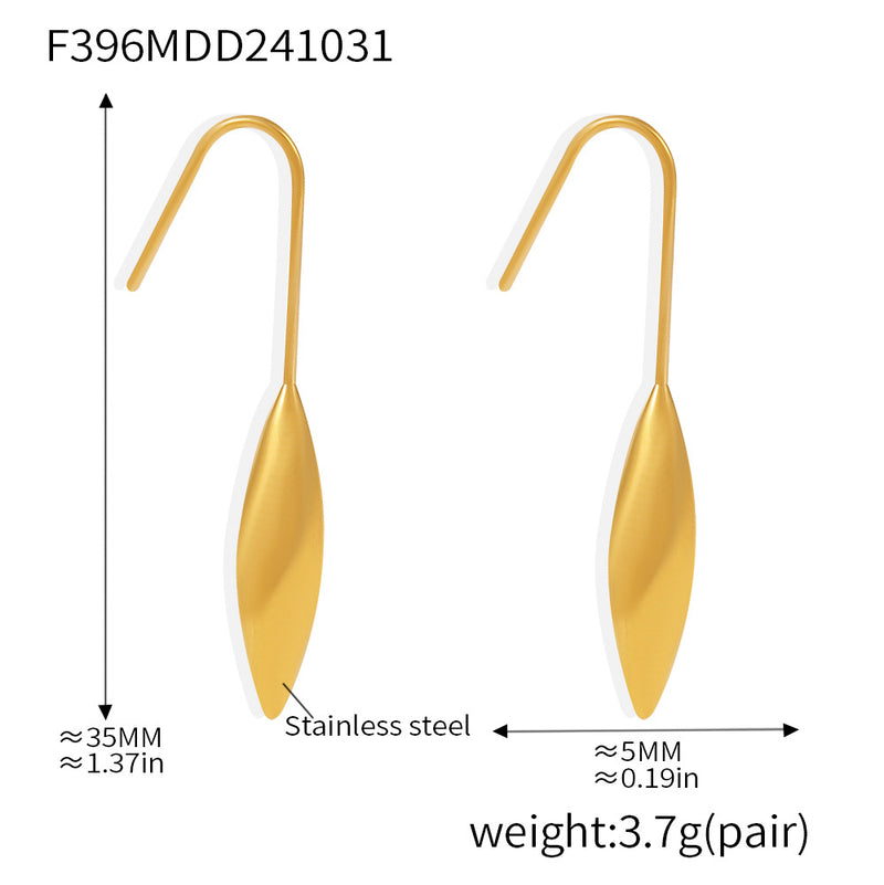 B廠-歐美新款水滴耳鈎不鏽鋼鍍18K真金氣質冷淡風耳環耳飾現貨「F396」24.11-2