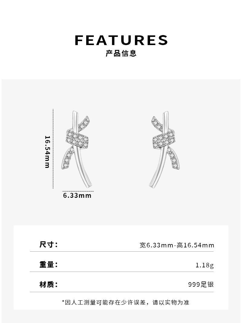 D廠-S999純銀鑲鑽打結耳釘繩結耳環女氣質養耳洞耳環時尚簡約耳飾「YC7832E」23.05-3 - 安蘋飾品批發