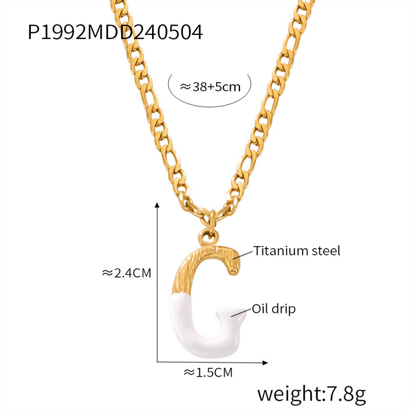 B廠-歐美簡約輕奢鈦鋼26字母項飾小眾百搭不掉色項鍊彩色滴油飾品批發「P1992」24.05-2