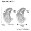 B廠-不鏽鋼多層C型曲面重工拋光質感耳環 PVD鍍18K真金網紅耳釘「F515」24.12-2