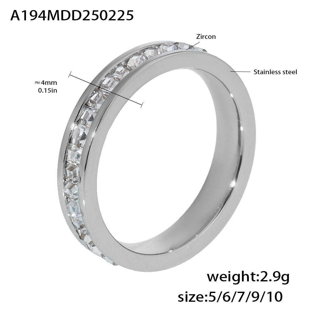 B廠-歐美簡約雙層鋯石戒指食指戒鍍18K真金不鏽鋼指環首飾批發「A194」25.03-1