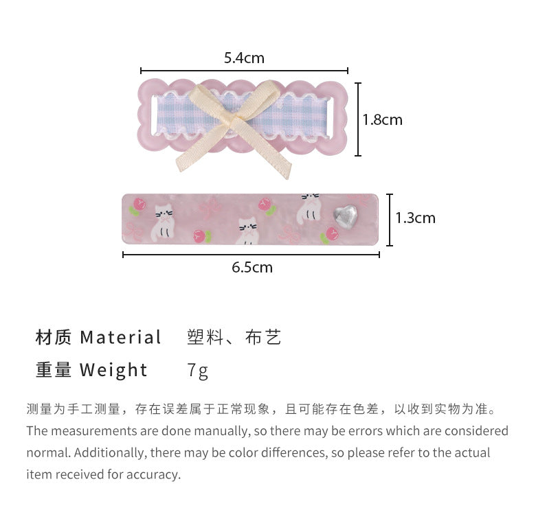 E廠-童話樂園 絲帶蝴蝶結格紋髮夾甜美側邊夾瀏海夾少女夾子頭飾髮飾「25240」24.04-3